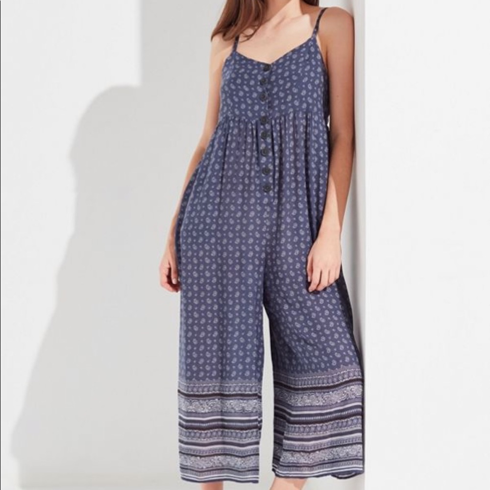 UO Tootsie Button-down Cropped Jumpsuit